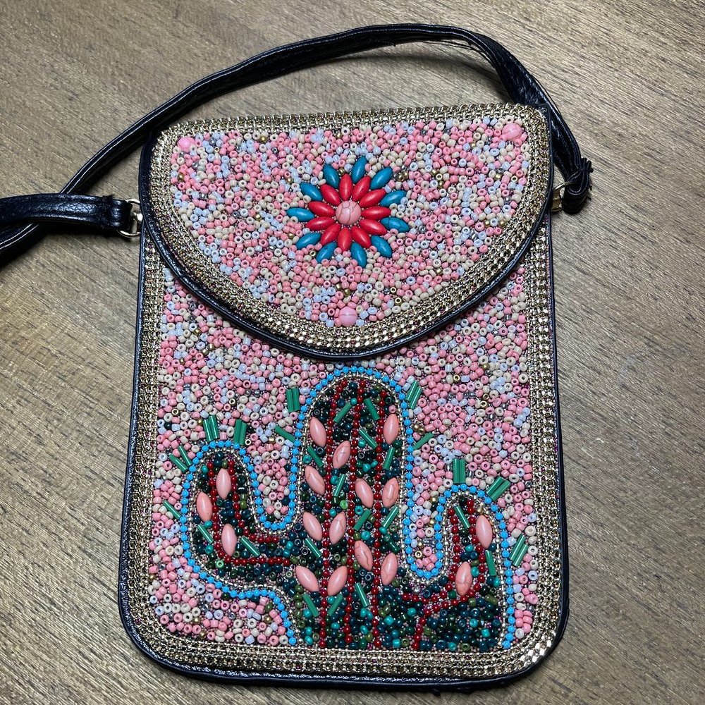 Western Inspired Bead Leather Crossbody